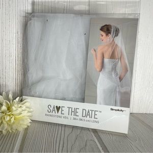 Simplicity Rhinestone Bridal Veil White 38” Long Includes Clear Comb Bride